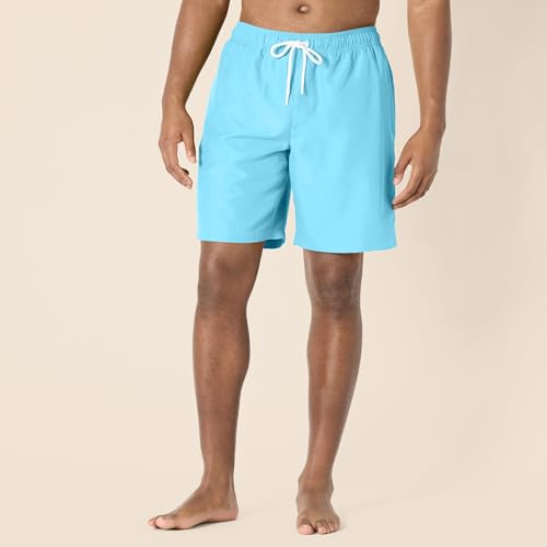 Amazon Essentials Herren 23cm Badehose mit Netzfutter, Taschen und Kordelzugverschluss, Aquablau, L