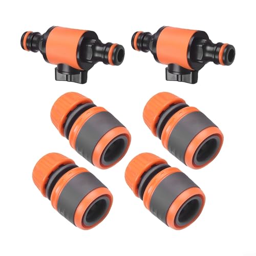 Axorafow Tuyau d'arrosage avec vanne de régulation du débit et tuyau d'arrosage UK pour raccords en caoutchouc étanches - Système de raccordement rapide - Compatible avec raccord