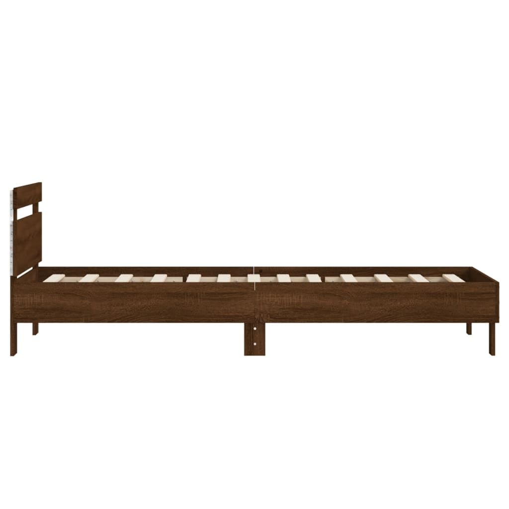 Letto Singolo Con Contenitore LED RGB Rovere Marrone 90x190 cm