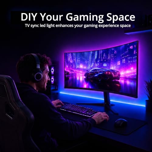 Image of LED Lights for TV, 9.8ft RGB TV Backlight for 32-43 inch TVs, TV LED Backlight with Music Sync Color Changing, Smart APP and Button Control Strip Lights USB Powered for Bedroom, Gaming, Kitchen