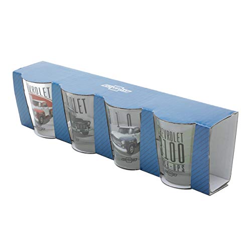 SET C/4PC COPO DOSE VIDRO GM 3100 PICK UP COLORS AND LOGO COLORIDO 5X3,5X6CM 50ML