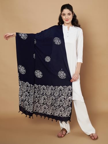 Image of Women's Cotton Rayon Bandhani Print Dupatta with Tassels 2.25 Meters | Women's cotton printed dupatta with tassels.