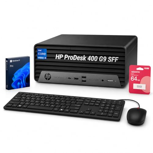 HP ProDesk 400 G9 SFF Business Desktop, 14th Gen Intel Core i5-14500, 16GB DDR5, 1TB SSD,Wi-Fi, HDMI, DP, RJ-45, Support 2-Monitor 4K, Wired Keyboard & Mouse, Windows 11 Pro, 64GB Flash Drive Bundle