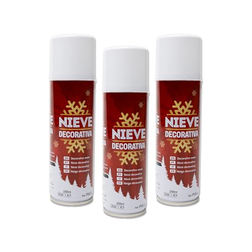 BESCH Espuma Nieve Artificial Spray Decoración Navidad para Arbol, Pulverización de Nieve, Bote Spray Efecto Nieve, Copos de Nieve (Nieve Decorativa 150ml, Pack 3)