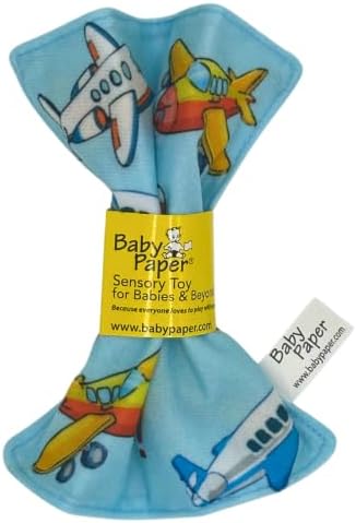Baby Paper Crinkle Sensory Toy & Teether, Gingham Blue Print, Washable Gift — 사진 3