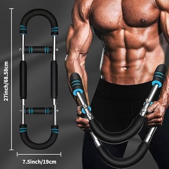 6 Levels Twister Arm Trainer, 40-50-60-75-90-110lb Adjustable Chest Workout Equipment, Portable Power Twister Bar, Body Fitness Machine for Shoulder Back Abdominal Thigh Muscle, Detachable, Men & Women