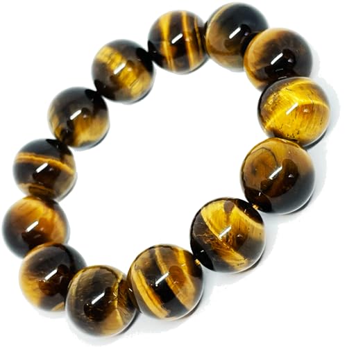 【hibikurasu】 イエロータイガーアイ パワーストーン ブレスレット 数珠 ブレス 天然石 虎目石 金運 仕事運 (16mm)