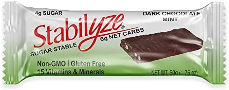 Stabilyze Nutrition Bars - Dark Chocolate Mint | Keto Meal Replacement Bars w/ 21 Essential Vitamins & Minerals | Gluten Free, Non GMO, High Protein | Low Sugar Snacks | Individually Wrapped (12 Pack)
