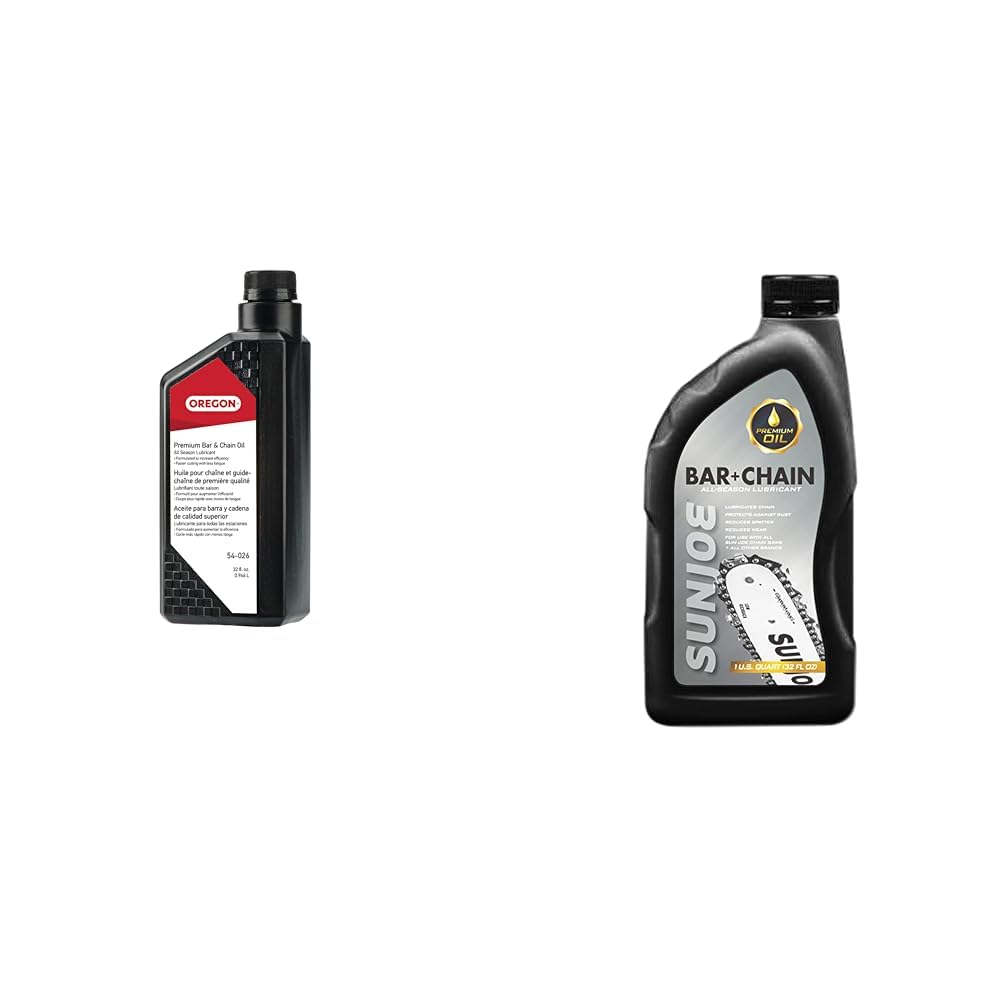 Oregon Bar and Chain Oil for Chainsaws, 1 One Quart Bottle (32 fl.oz / 946 ml) (54-026) & Sun Joe SWJ-OIL Premium Bar, Chain and Sprocket Oil, All Season Chainsaw Chain Lubrication, 1-Quart
