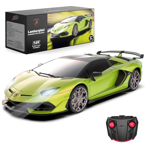 Lamborghini Remote Control Car, 1:24 Scale Electric Sport Racing Hobby Toy Car Lamborghini Model Vehicle for Boys Girls Birthday Gifts, Green
