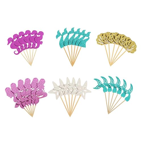 Abaodam 36 Unidades topo de bolo prafesta animais marinhos sob o mar escolhas de cupcake decoração e