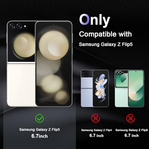 Image of Case for Samsung Galaxy Z Flip 5, Military Grade Drop Protection Phone Case, Yellowing Resistant, Anti-Scratch Hard PC Back, Shockproof Hard Ultra-Thin Protective Cover, Clear