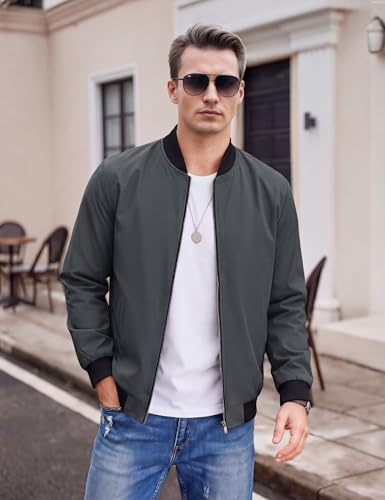 Image of TACVASEN Men's Lightweight Jacket Spring Bomber Fall Windbreaker Casual Stylish Coats with Pockets
