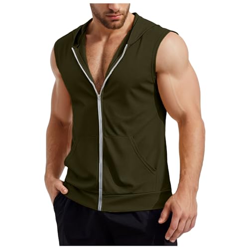 Débardeur à capuche hommes zippé slim pour musculation et gym intensif
