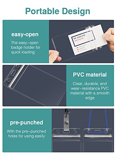 Puroma 30 Pack Id Badge Holder With Clip Retractable Heavy Duty With Waterproof Vertical Lanyard And Carabiner Badge Reel With Key Ring For Card Holder Keychain #TOP4