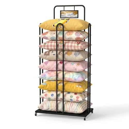 Rolling Pillow Storage Rack, Cushion and Pillow Holder with Sign Holder by Tcatec - Used condition - US$114.81