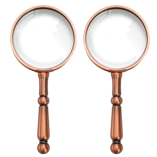 YOUEON 2Pcs 6X Antique Handheld Magnifying Glasses