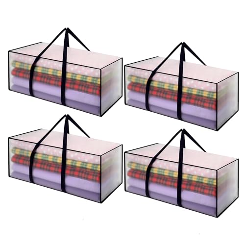 VELLUSTRA Große Umzugstaschen Aufbewahrungstasche mit Starke Griffe und Reißverschlüsse, Faltbare Transparente Umzugskartons Groß Faltbar Aufbewahrungsbox für Umzug, Camping, Kleidung Aufbewahrung