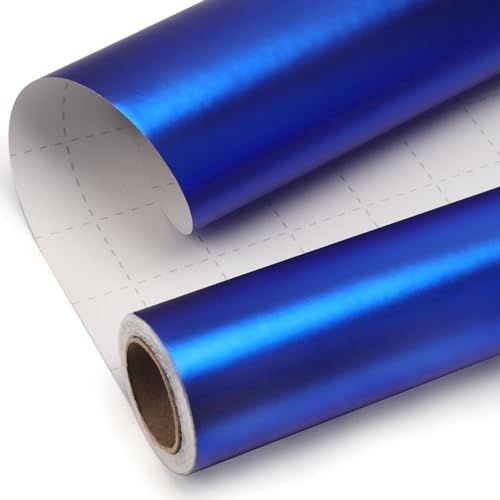 Ribbli Blue Metallic Wrapping Paper Matte Royal Blue Solid Color Paper Perfect for Birthday Christmas Baby Shower Wedding Valentines Day- 17Inch x 394Inch(33Feet)