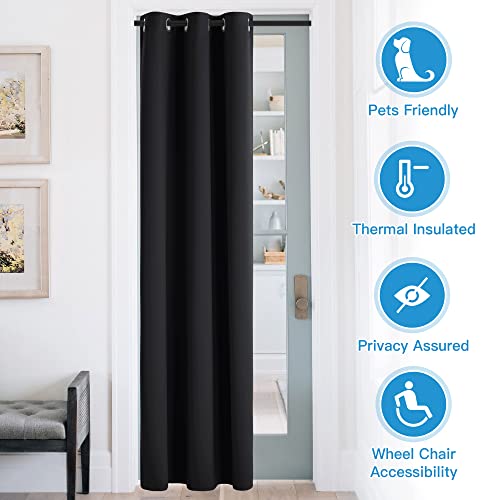 Image of RYB Home Blackout Curtains Thermal Insulating Privacy Temporary Door Curtains for Bedroom Closet Doorway Accordion Door Interior Living Room Kids Nursery Dining, Wide 60 x Long 90 inch, Black