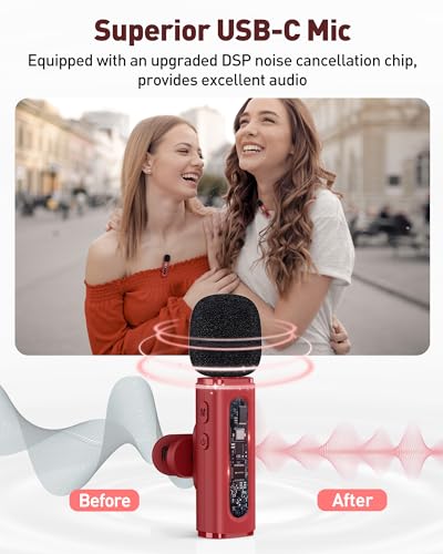 Image of USB C Lavalier Microphone Wireless Mini Mic for Type-C Android Phone /Tablet /PC Video Recording Clip-on Mics with Rotatable Clip&Denoise Recording, Ideal for Vlog Tiktok Youtube Content Creator, Red