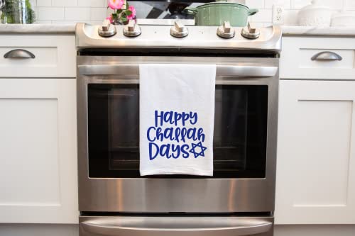 Handmade Funny Kitchen Or Bathroom Towel - Happy Challah Days - 100% Cotton Funny Flour Sack Hand Towel For Kitchen - 28X28 Inch Perfect For Rosh Hashanah, Hostess, Jewish Holiday Towel Gift #TOP3
