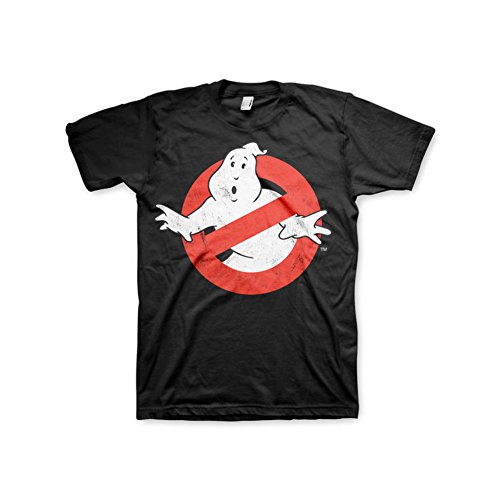 Ghostbusters t-shirt avec logo distressed noir t-shirt rétro manches courtes