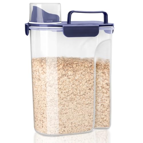 Image of Komzon Rice Container, Airtight Rice Storage Container 10lb, Cereal Containers Storage, BPA Free Food Dispenser with Pouring Spout Handle for Flour Pasta Grain, Pet Dog Cat Bird Food Storage Container