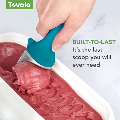 Image of Tovolo Ice Cream Scoop Marine Blue Dishwasher Safe Heavy Duty Ice Cream Scooper with Elevated Tilt Up Design, Heat Retaining Ice Cream Scoops with Non Slip Handle for Cookie Dough, Gelato, Sorbet