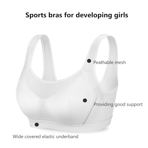2 Pack Teen Girls' 13-18 Sports Bras with Breathable Pads, Comfortable Training Bras for Growing Girls2