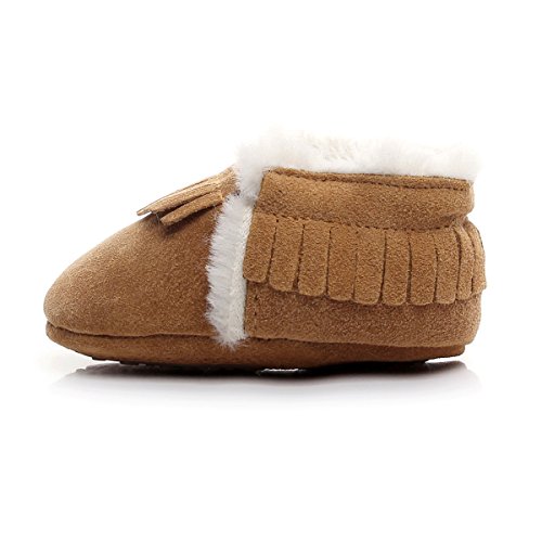 Hongteya B073JCS51C Winter Suede Fleece Lined Rubber Soles Non Slip Warm Baby Boots Girls Boys Moccasins With Fur Hard Sole Baby Shoes thumb #7