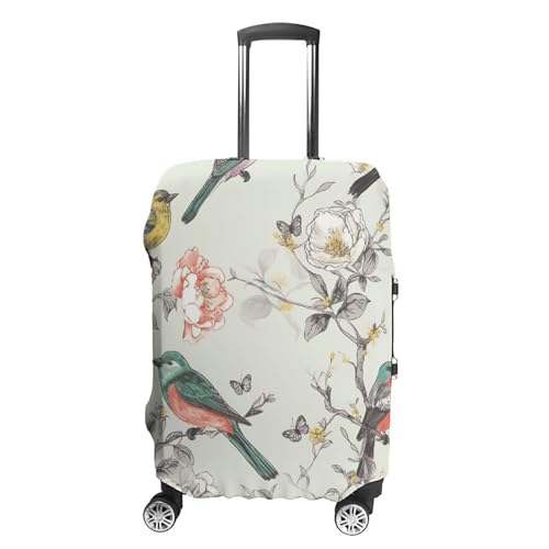 Birds And Flower Luggage Cover, Washable Elastic Suitcase Cover Protector Fit 18-32 Inch Luggage