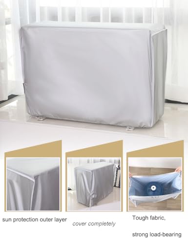 Abdeckung der Außenklimaanlage Mit Gummizug Mit Kordelzug Klimaanlage Abdeckung Außengerät Air Conditioner Cover Anti Staub Anti Schnee Wasserdichte Sunproof (Large)