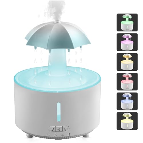 Missfly 300ml Cloud Shape Cool Mist Humidifier Diffuser 360 Rotatable Quiet Auto Safety Shutoff Easy Refill Home Bedroom Office (White)