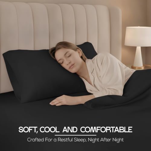 Image of 10-Pack Twin Size Hotel Sheet Set, Soft Brushed Microfiber Commercial Sheets, Resort Quality Bedding, Deep Pocket, Shrink & Fade Resistant, Easy Care, Black