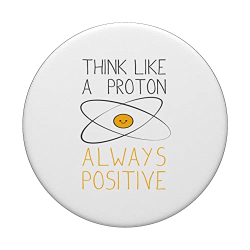 Think like a Proton and stay positive nerd, science geek PopSockets Swappable PopGrip, Black - Image 3