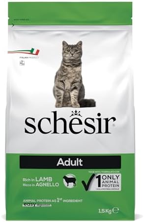 Schesir, Dry Food for Adult Cats with Lamb Flavour Maintenance Line, Croquettes – Bag Size 1.5 kg