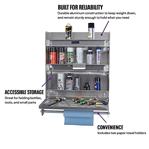 Speedway Motors Standard Aluminum Trailer Storage Cabinet, Features Fold-Down Work Table, Two Paper Towel Holders And Storage, For Enclosed Race Trailer Or Garage Storage #TOP3