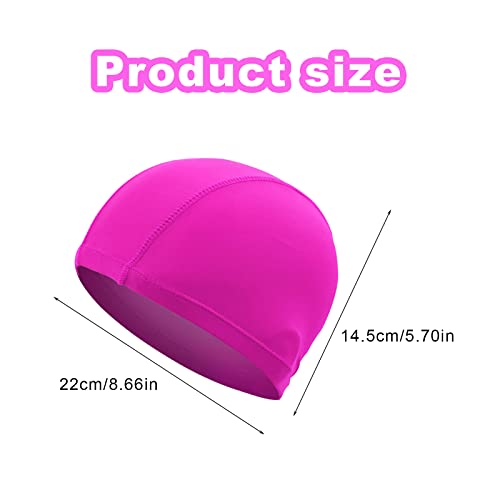 NITAIUN 4 Pieces Swimming Caps for Kids,Adult Black and Rose Unisex Fabric Swimming Hat - Image 2