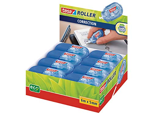 Tesa Mini Roller Correction ecoLogo, (Blue 16er Pack) Display