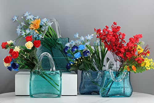 Hand Blown Glass Vase, Unique Glass Tote Bag Vase Design, Clear Glass Vase, Flower Arrangement Fish Tank And Glass Vase For Home Decor (Glass Wallet Vase - Small Lake Green) #TOP7
