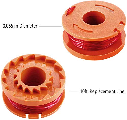 YHLFOOZ Edger Spools Replacement 10ft 0.065\" for Worx WG180 WG163 WA0010 Weed Wacker Eater String with WA6531 GT Spool Cover 50006531 String Trimmer Refills 10ft 0.065\"(10 Spools, 2 Caps) - Thumbnail 5
