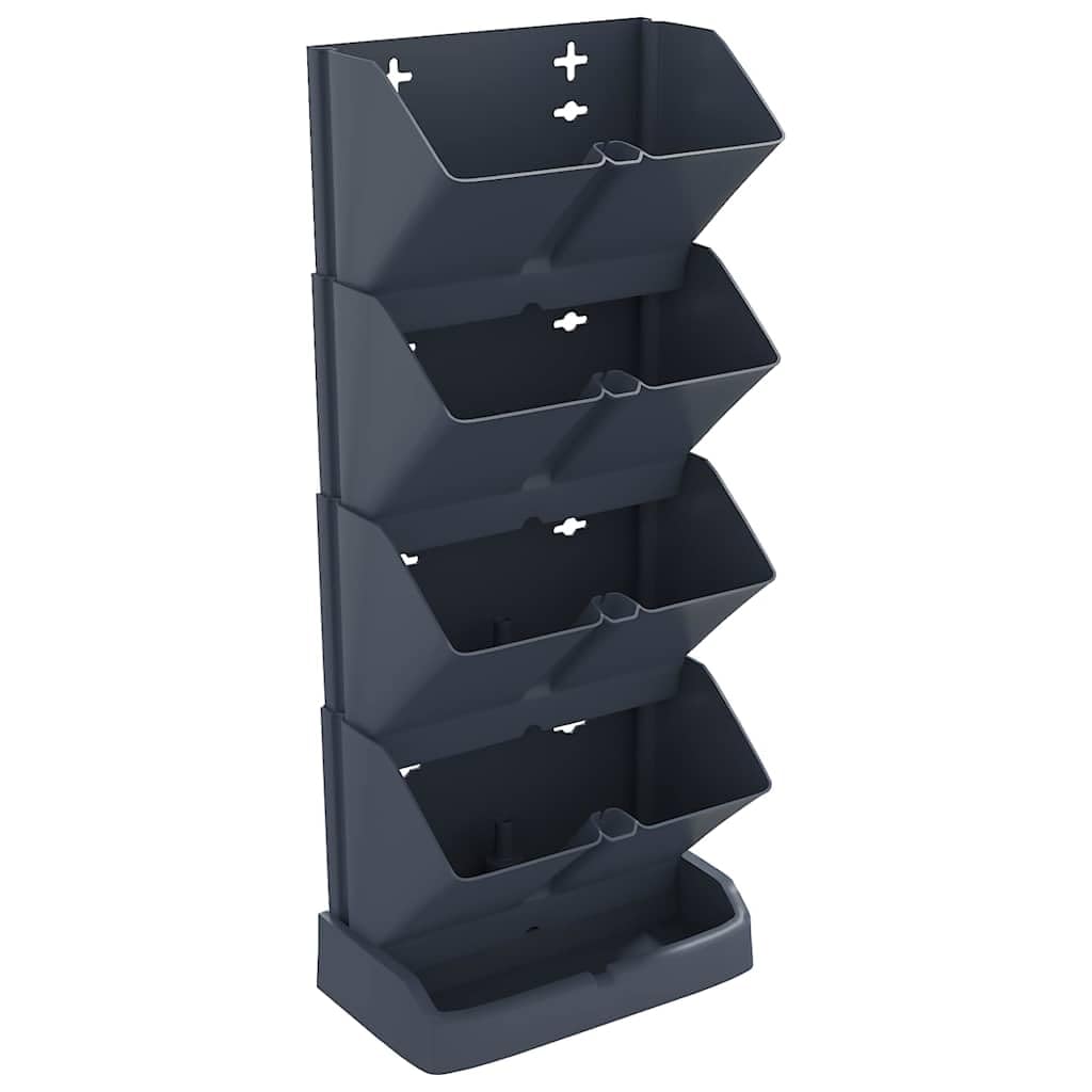 vidaXL 4x Vertical Garden Plant Set Patio Flower Pot Stand Outdoor Planter Raised Bed Flower Box Planter Box Anthracite Polypropylene
