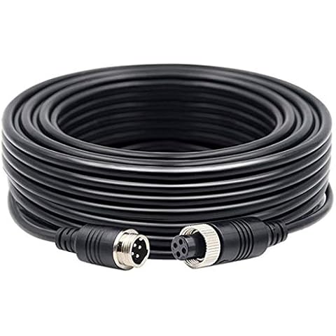 4 Pin Connector Plug Backup Camera Cable Video Audio Aviation Extension Cord Waterproof for Truck Bus Camper Motorhome Trailer Rear View Monitor Parking System (33 FT) Cover