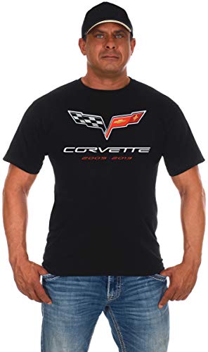 JH DESIGN GROUP Mens Chevy Corvette T-Shirt C6 Series Logo Black Crew Neck Shirt
