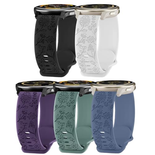 Bracelet 18mm silicone floral anti irritation montre Garmin Venu 3S