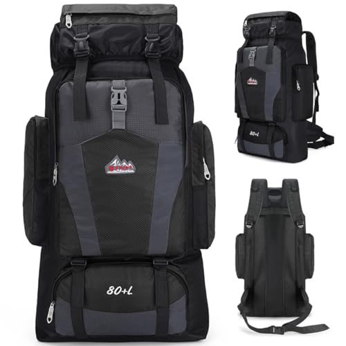 Mochila Senderismo 80L con Múltiples Bolsillos, Mochila Trekking Plegable para Hombre y Mujer Gran Capacidad, Mochilas Camping Impermeable Ligera...