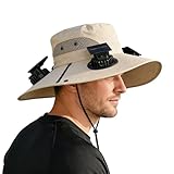 Gorra con Ventilador Solar - 4 Ventiladores, ala Ancha, Protección Solar,Sombrero de Playa Exterior,para, Jardinería, Senderismo, Trabajo de Verano