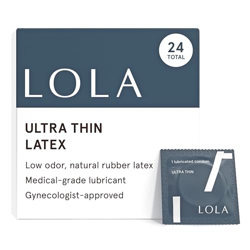 LOLA Regular Ultra Thin Natural Condoms - Vegan-Friendly Organic Condoms - Sensitive Skin Safe - Durable Natural Barrier - Regular Size 52mm x 189mm Pack of 24