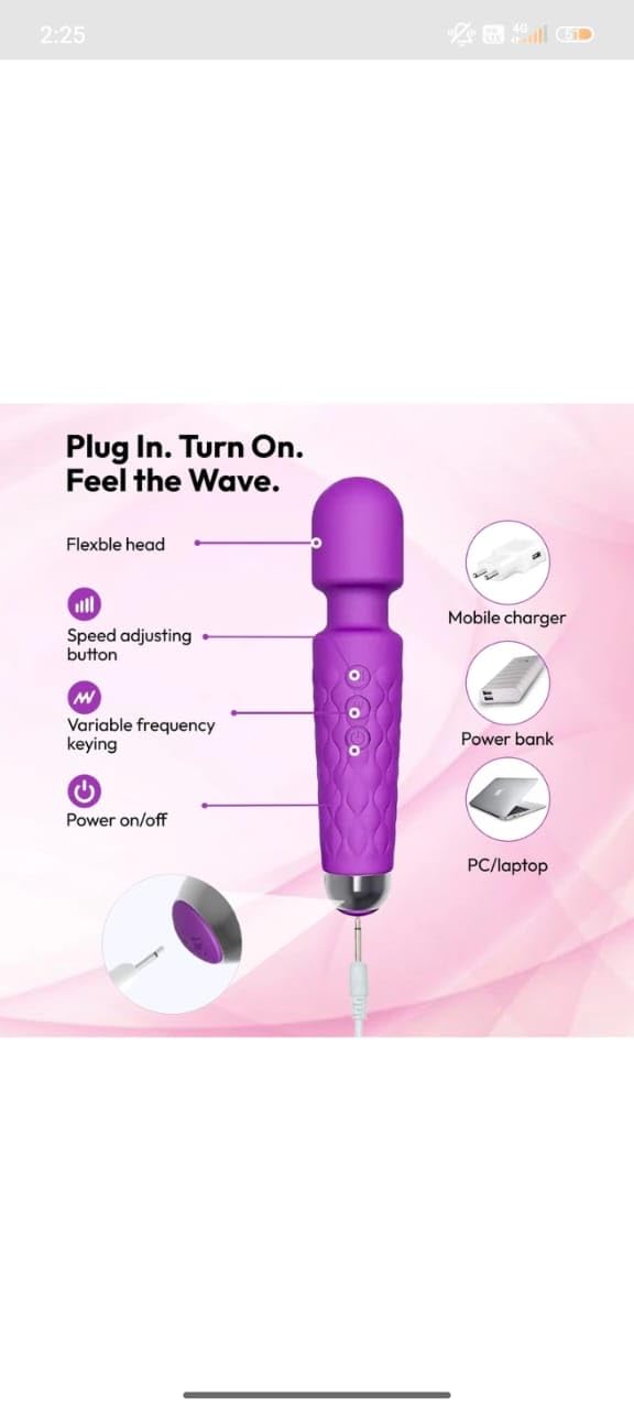 VYNEX Professional Cordless Electric Body Massager for Pain Relief | Handheld Personal Full Body Massaging Device | Ergonomic Grip | Multiple Speed Modes | Home, Travel & Gym Use 2